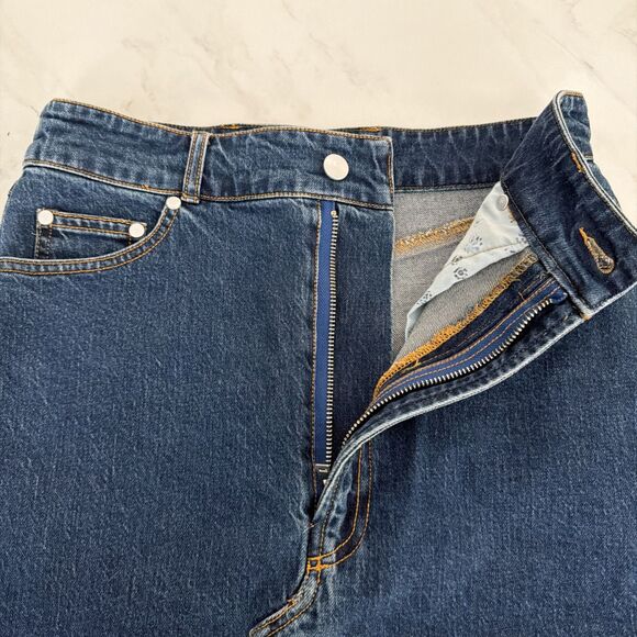 90s Gruinge Y2K Preppy Boho Pilcro by Anthropology Dark Wash Denim Mini Skirt 4 - Picture 3 of 6